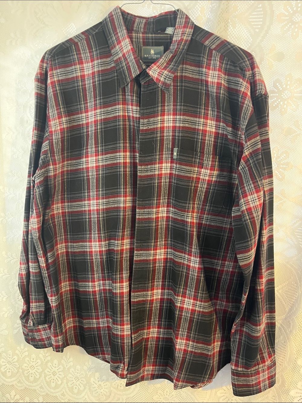 GH Bass black red plaid Button-Down Shirt - Casual Long Sleeve XXL